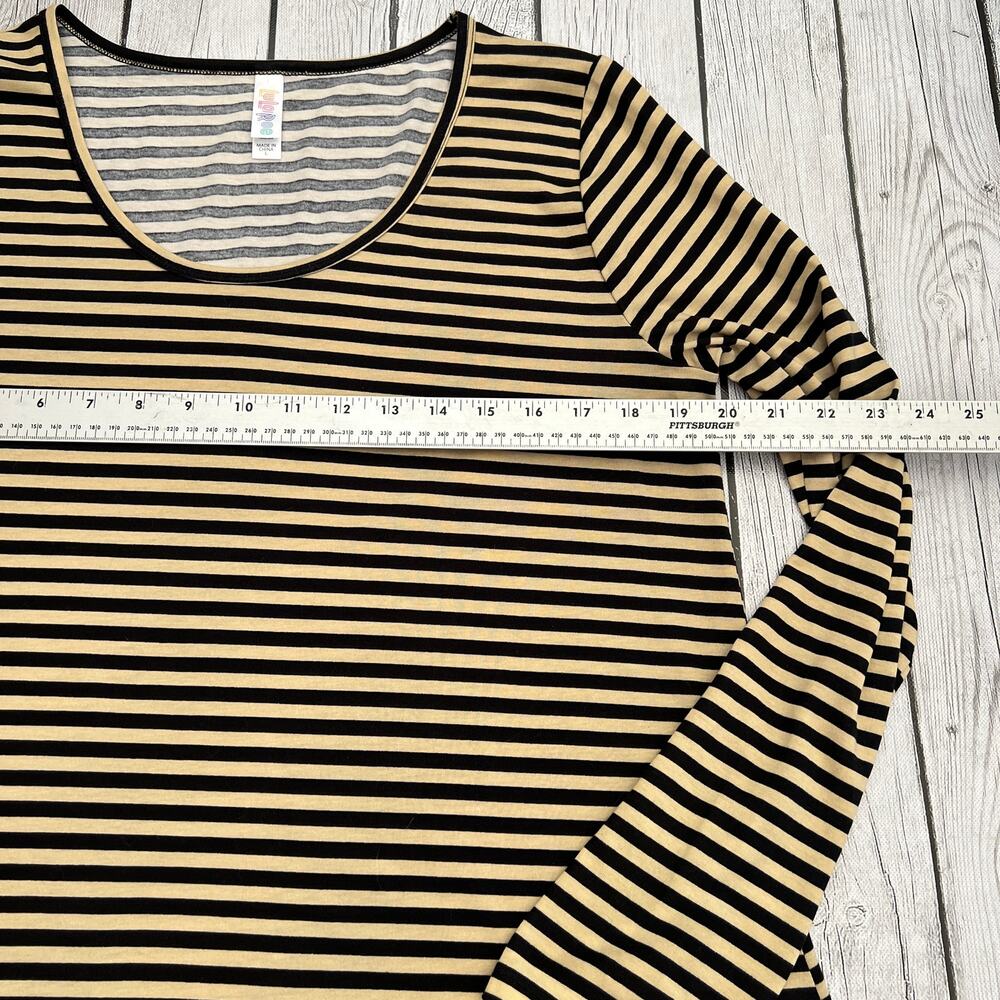 LuLaroe Lynnae Beige/Black Swingy Long Sleeve Tunic Top Size L - Picture 4 of 8
